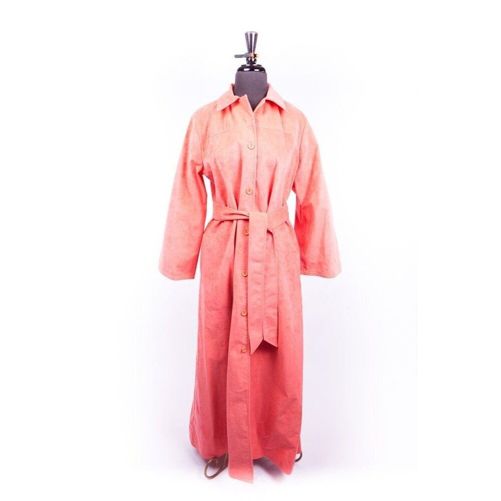 Vtg 1970s Christian Dior Coat Saks Fifth Salmon Maxi Dress Mint S 14 Ultra Suede